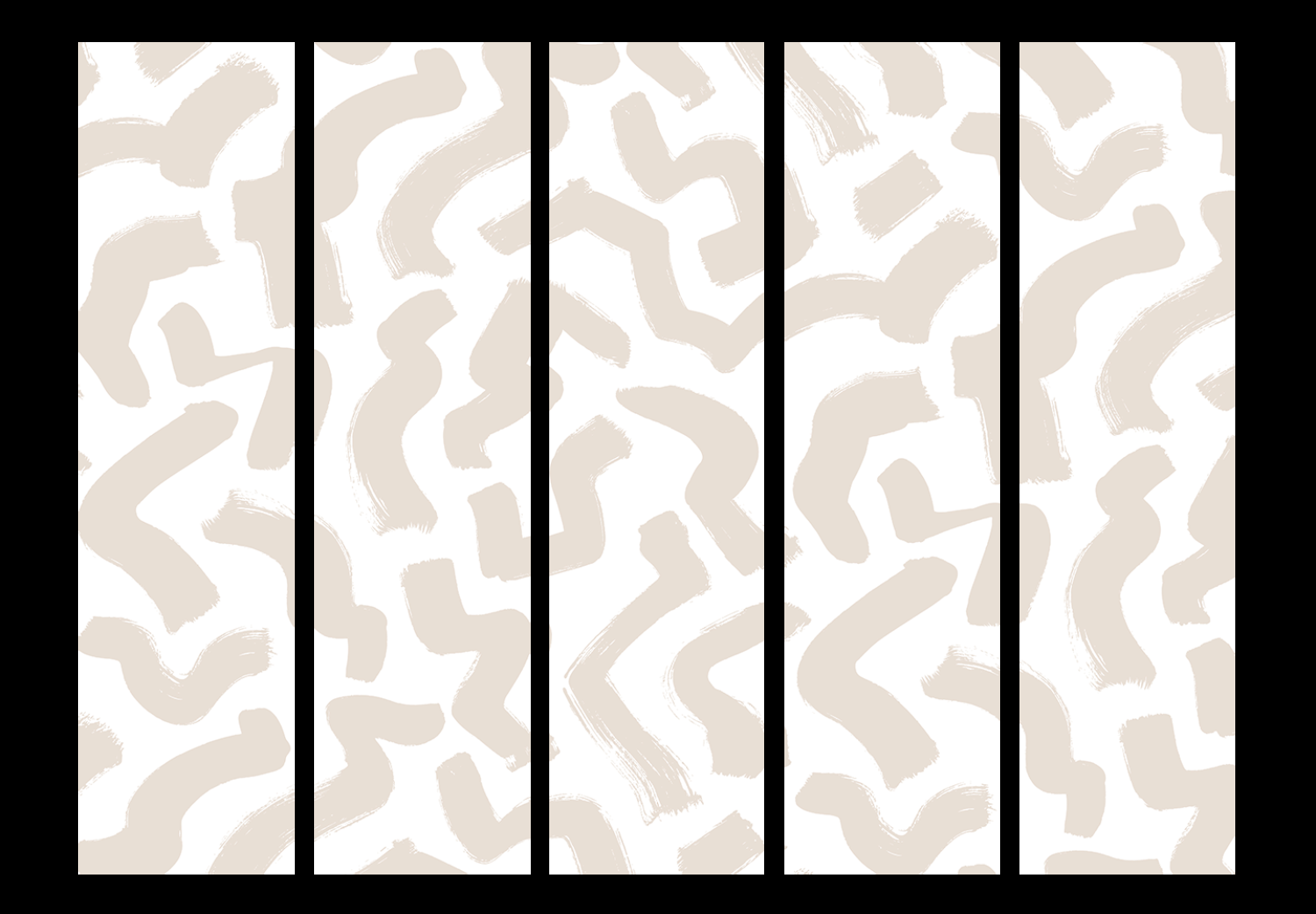 Pokojová zástěna Béžový design II (5-dílný) - světlá abstrakce ve stylu scandiboho