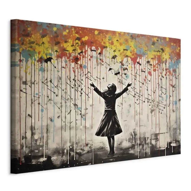 Rain song - barevné graffiti inspirované Banksyho dílem