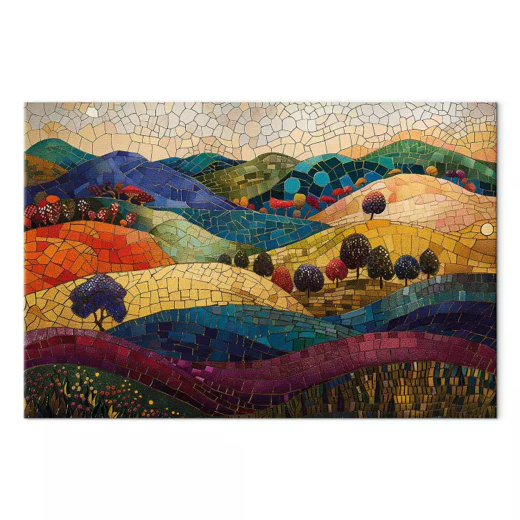 Barevné kopce - Klimtským inspirovaná krajina s mozaikovými kopci