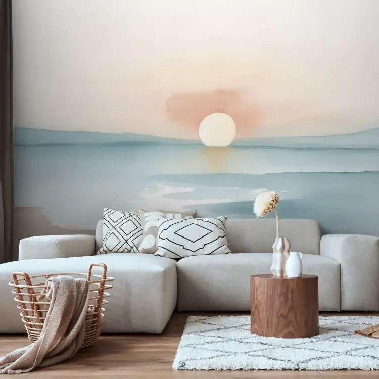 Jemný východ slunce - minimalistické slunce nad klidným oceánem